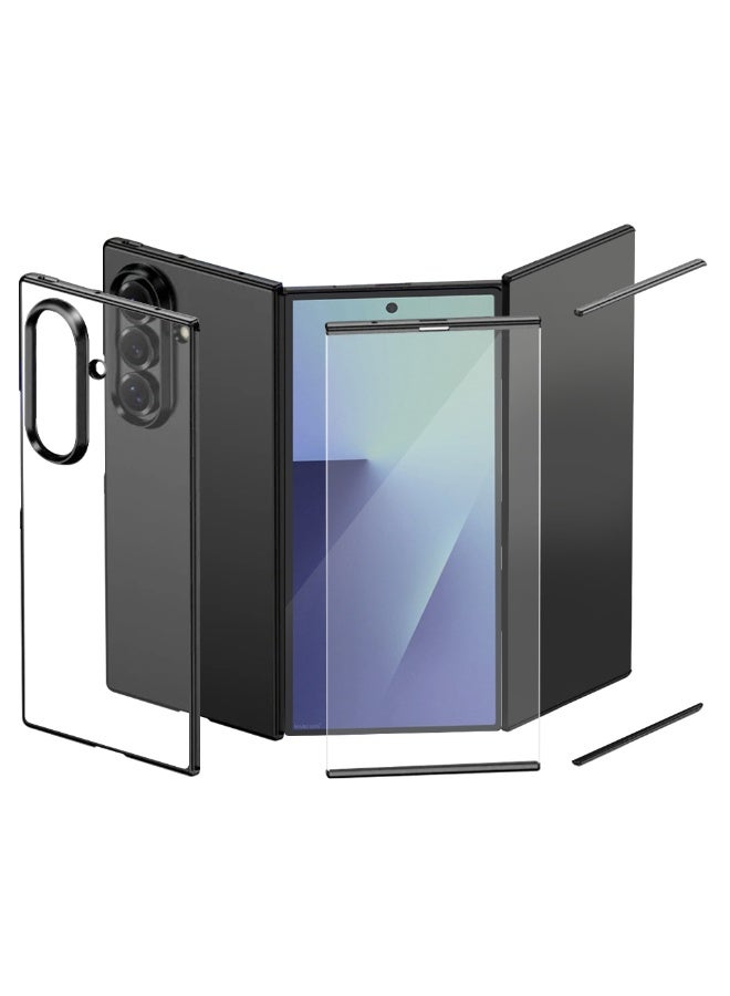 CATANES Kickstand Flip Case Plsin for Samsung Galaxy Z TriFold – Fabric Texture, Shockproof and Camera Protection, Black - Image 5